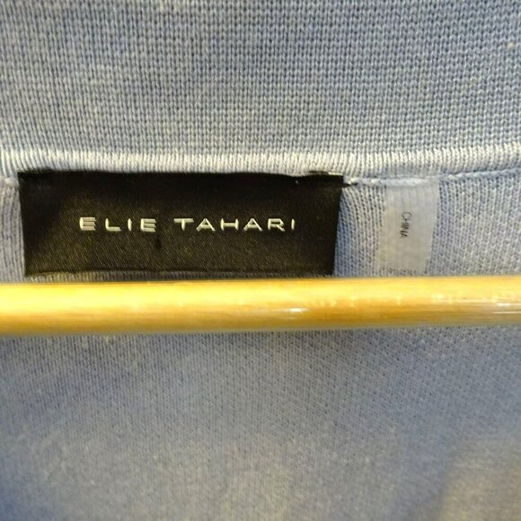 Elie Tahari Womens Light Blue Cotton/Viscose Sweater With Half-Zip Size XL - Picture 4 of 7